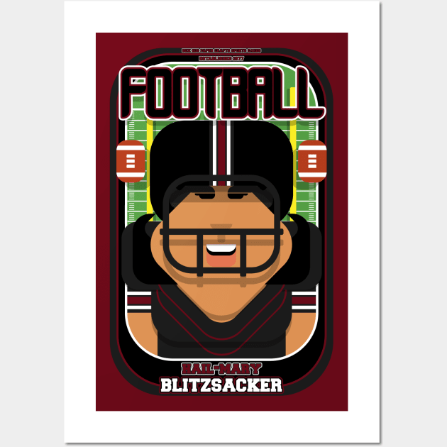 American Football Black and Maroon - Hail-Mary Blitzsacker - Indie version Wall Art by Boxedspapercrafts